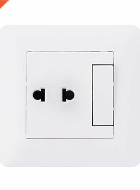2 Hole Universal Power Socket With 1 Gang 2 Way Light Switch