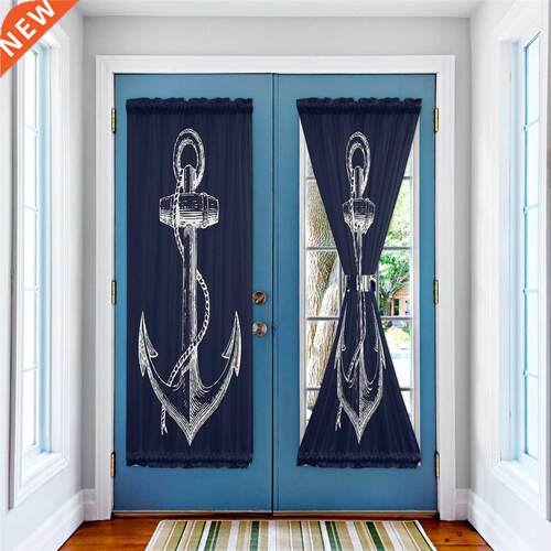 Simple Anchor Blue Modern Curtains for Living Room Luxury