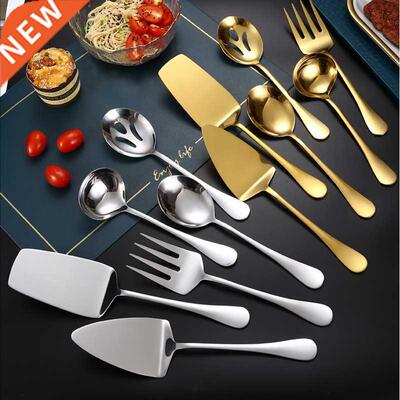 Stainless Steel Golden Serving Spoon Western Restaurant Publ