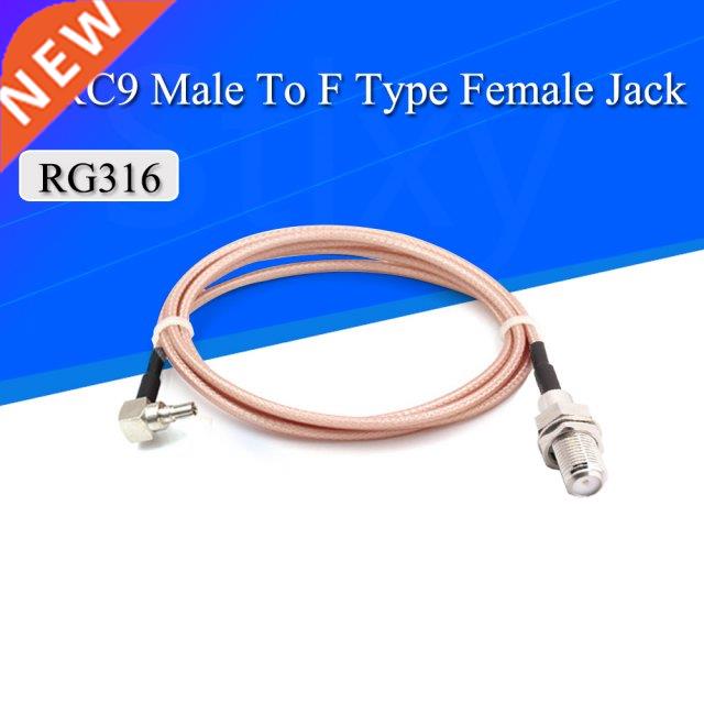 F Type Femle Jck To CRC9 Mle Right ngle RG316 Pigtil C