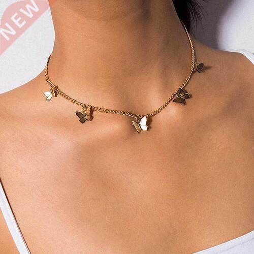 Fashion Choker Necklace Lovely Golden Silver Plated Butterfl