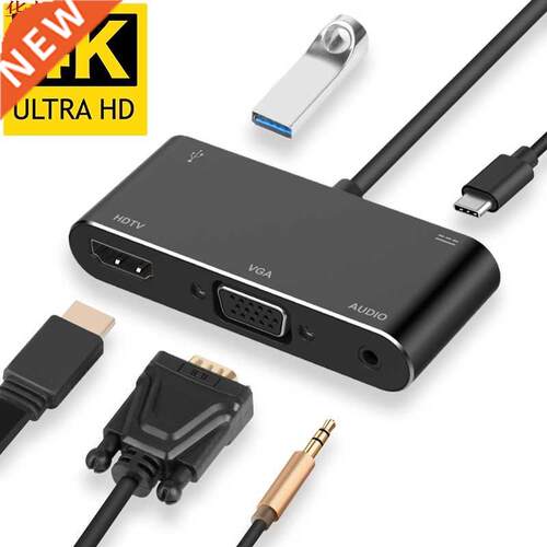 USB Type C to 4K HDMI Hub 1080P VGA USB 3.0 Port 3.5mm Audio