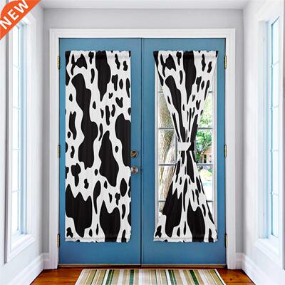 Black White Graffiti Cow Spot Modern Curtains for Living
