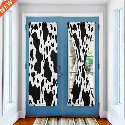 Black White Graffiti Cow Spot Modern Curtains for Living