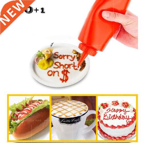 3pcs Kitchen Plastic Squeeze Bottle Condiment Dispenser for