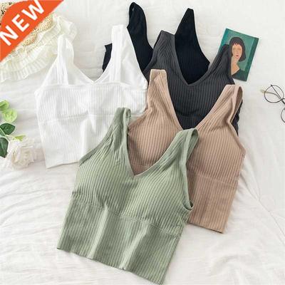 Women Sports Crop Tops Seamless Underwear Removable Padded C