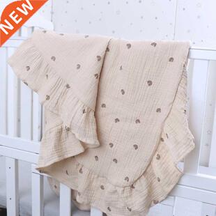 Solid Color Cotton Baby Blanket Ruffle Newborn Muslin Receiv