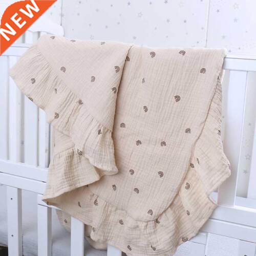Solid Color Cotton Baby Blanket Ruffle Newborn Muslin Receiv