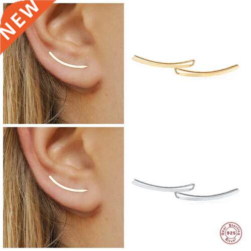 Aide 925 Sterling Silver Smooth Long Line Ear Climber Stud E