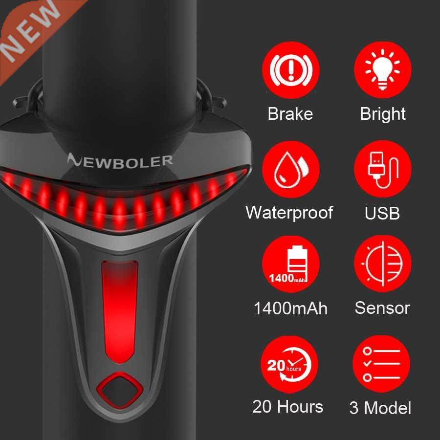 NEWBOLER Sensoring Brake Bicycle Tail Light Auto Star Stop U图片