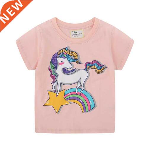 Cartoon Kids T-shirts Unicorn Dinosaur Print Girls Tees Summ