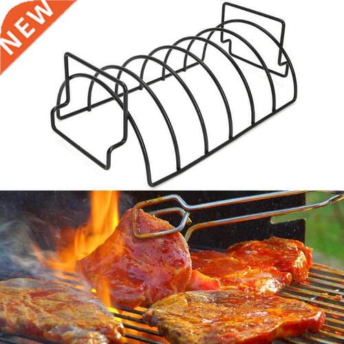Non-Stick Metal Wire Stand BBQ Grill Steak Holder Roasting R