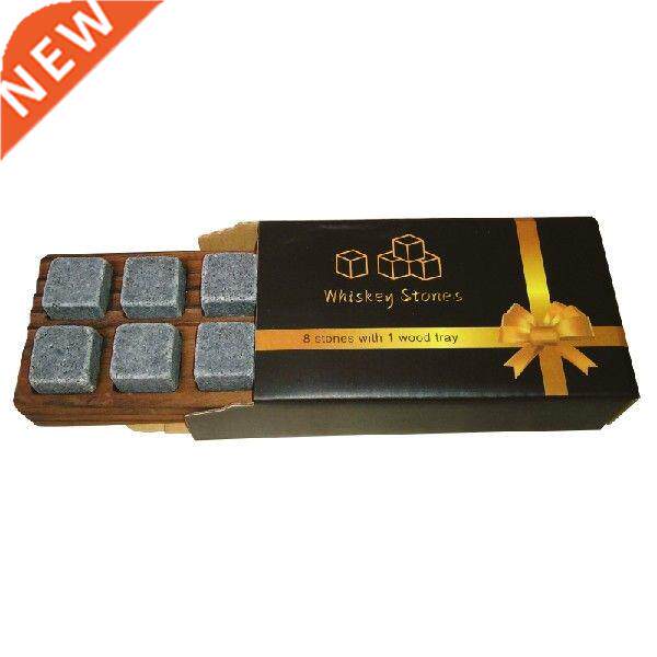 94PF Whiskey Ice Wine Stones Wooden Tray Set Whiskey Stones图片