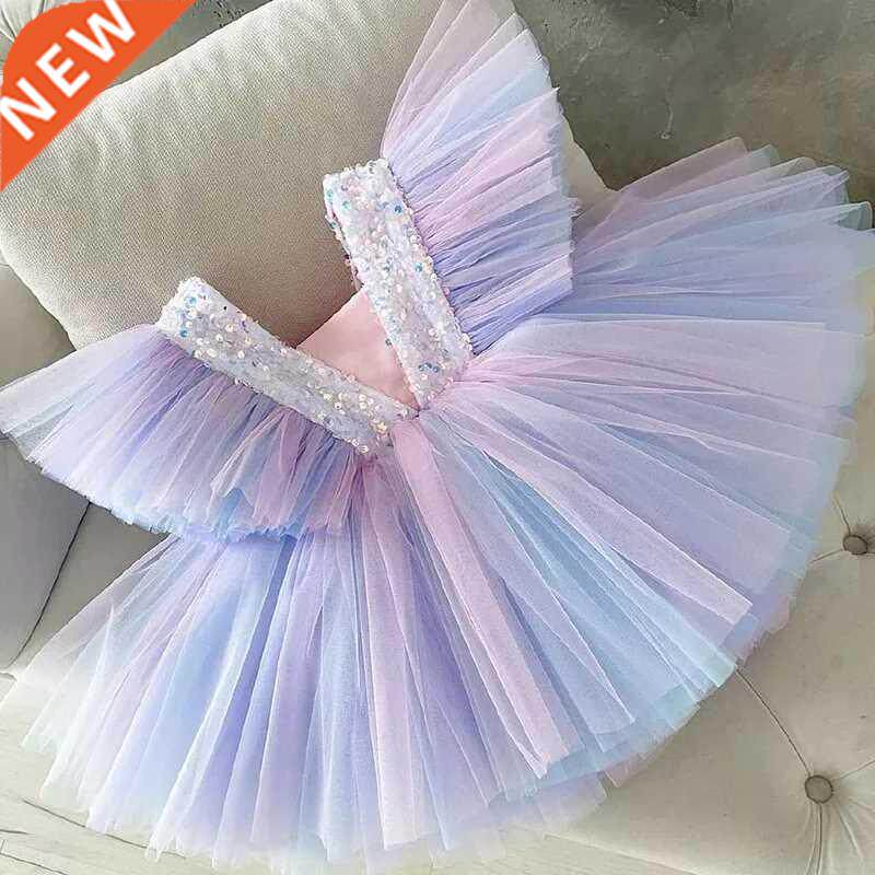 Girls Ruffles Princess Dress For Kids Wedding Elegant Party
