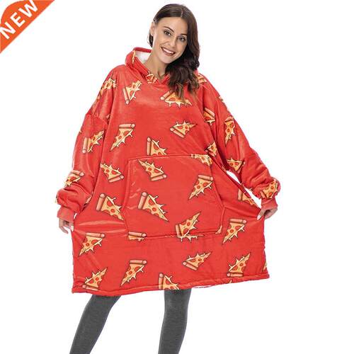 All Patterns Wearable Hoodie Blanket with Sleeve Sherpa Flee