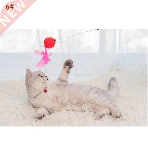 1PC Teaser Feather Toys Kitten Funny Colorful Rod Cat Wand