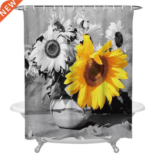 Yellow Sunflower Bathroom Shower Curtain Modern Home Decor