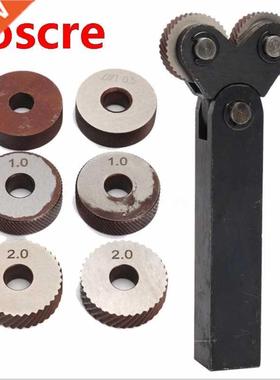 7pcs Steel Dual Wheel Knurling Tool With Diagonal Linear Knu