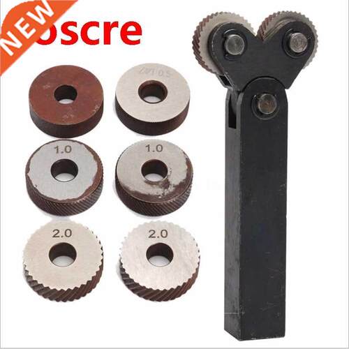7pcs Steel Dual Wheel Knurling Tool With Diagonal Linear Knu