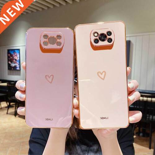 Love Heart Square Plating Phone Case For Xiaomi Mi Poco X P