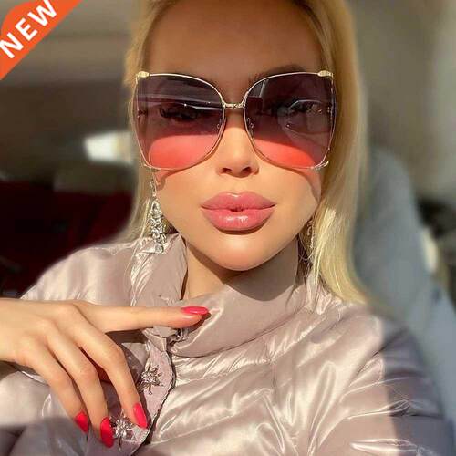 ndy New Vintage Oversized Metal Hollow Sunglasses Women Bran