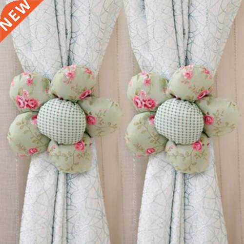2Pcs Curtain Bules Fabric Flower Shape Curtain Holders Str