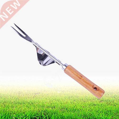 1pc Multifunctional Wooden Fork Head Hand Weeder Stainless