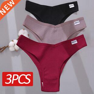 FINETOO 3PCS Brzilin Pnties Cotton Women's Pnties V Wis