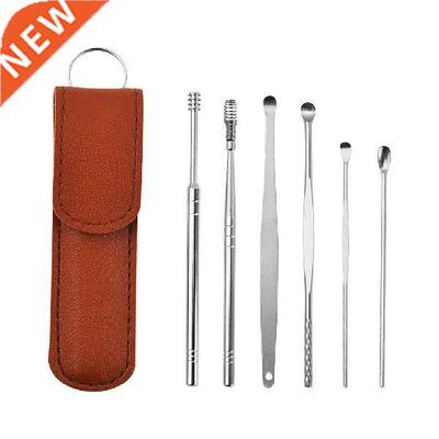 6pcs/set Ear Pck Stcks Stanless Steel Spoon Ear Wax