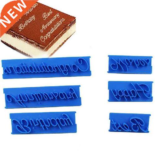 6pcs Fondant Mold Plastic Alphabet Handwriting Embosser