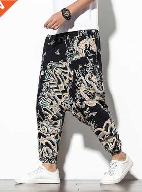 Men Tritional Style 2022 Summer Dragon Printed Casual Cott