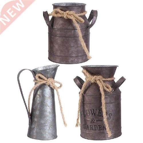 PCS Vintage Flower Vase Iron Flower Pot Milk Jug Country