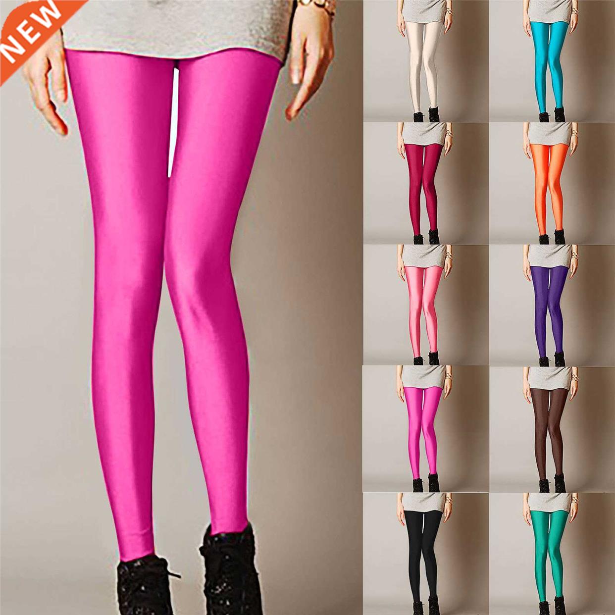 Women Shiny Pant Leggings Hot Selling Leggings Solid Color F
