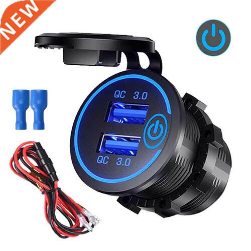 Quick Charge 3.0 Dual USB Car Charger Socket Waterproof 12V/