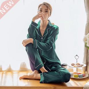 Womens Silk Satin Pajamas Pyjamas Set Long Sve Spwear