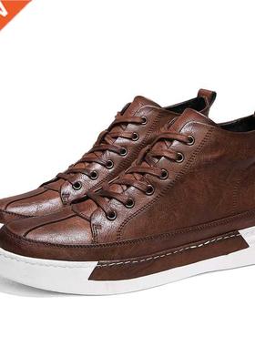 Fashion Black Men's leather casual flats shoes Driving Shoes