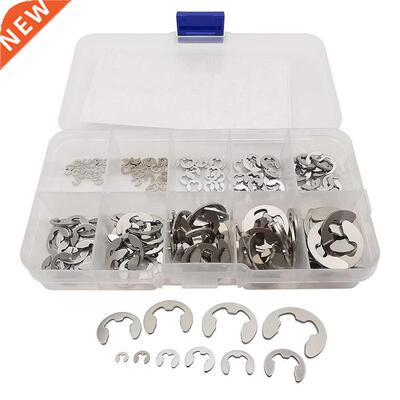 200Pcs/Box E-Type Clip Washer Rings Assortment Kit 304 Stain