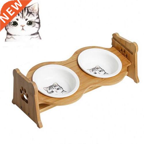 Liftable Pets Double Bowl Dog Cat Food Water Feeder Stand