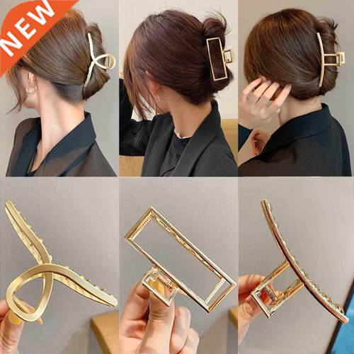 2022 New Women Elegant Gold Silver Hollow Geometric Metal Ha