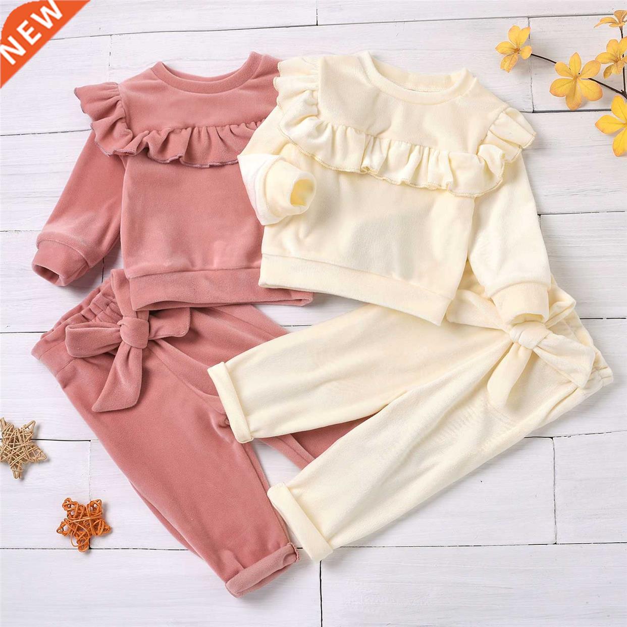 Winter Wrm Toddler Bby Girls Smooth Velvet Outfits Sets Ro