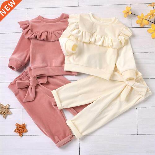 Winter Wrm Toddler Bby Girls Smooth Velvet Outfits Sets Ro