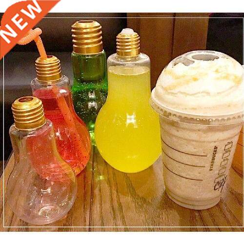 100to500ml Creative Clear Light Bulb Shaped Bottle Drink