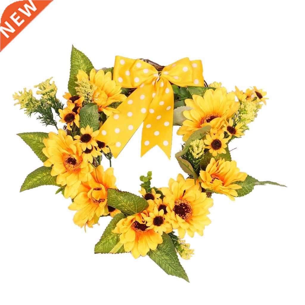 fall front door yellow mum & wreath , 12 inch