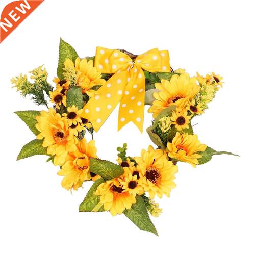 Fall Front Door Yellow Mum & Wreath , 12 Inch