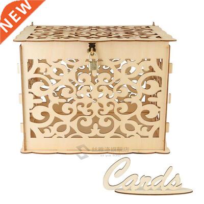 DIY Wooden Wedding Cards Storage Box Invitation Letter Case