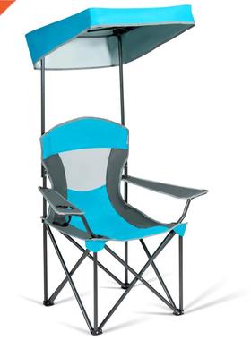 Portable Folding Camping Canopy Chair w/ Cup Holder Cooler