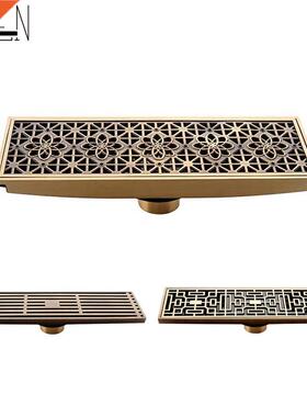 Euro Style Antique Brass Bathroom Linear Shower floor Drain