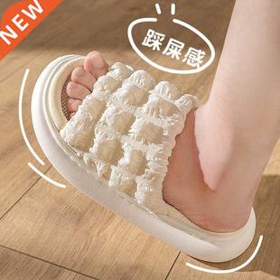 Summer Women Men Slippers Cartoon Linen Thick Platform Girls