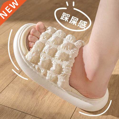 Summer Women Men Slippers Cartoon Linen Thick Platform Girls