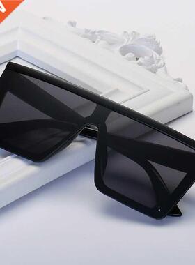 Vintage Black Square Sunglasses Women Oversized Big Frame Su